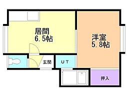 レインボーハウス24 1DKの間取図画像