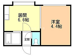 ノースクリエイト麻生A 1DKの間取図画像