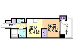 リーブル25 1DKの間取図画像