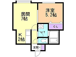 ブルークリスタル66 1LDKの間取図画像
