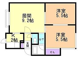 南麻生イン 2LDKの間取図画像