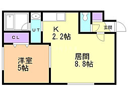 ラフィネ麻生 1LDKの間取図画像