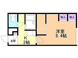 レオパレス響きの森 1Kの間取図画像