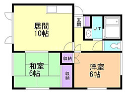レジデンスモン・ローゼA 2LDKの間取図画像