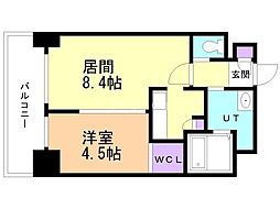 小泉マンション　メム19 9階1LDKの間取り