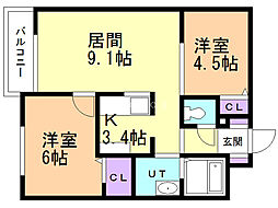 ＰｒｅｍｉｅｒｅＮ21 2階2LDKの間取り