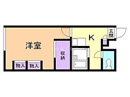 レオパレスシャルム 1Kの間取図画像
