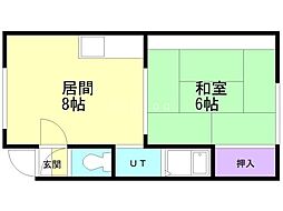 コーポ道下 1LDKの間取図画像