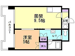 フォーレスト米内 1LDKの間取図画像