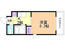 北26条マンション 1Kの間取図画像