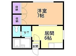 ローヤルハイツN28 1DKの間取図画像