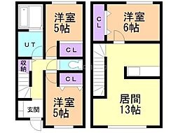 札幌市北区新琴似二条5丁目タウンハウス 3LDKの間取図画像
