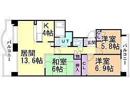 カーサグランデージA棟 3LDKの間取図画像