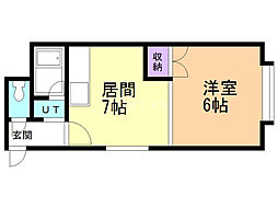 エミネンス北麻生 1DKの間取図画像