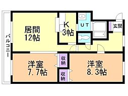 ノースL 2LDKの間取図画像