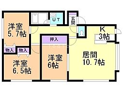 ロジェ花川 3LDKの間取図画像