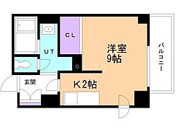 デュオヴェール 1Kの間取図画像