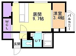 F/LEAD麻生 1LDKの間取図画像