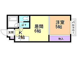 ルナハイツ札幌 1DKの間取図画像