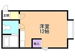 シーガルハイムNo.2 ワンルームの間取図画像