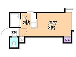 ヴィラ麻生・涼 1Kの間取図画像