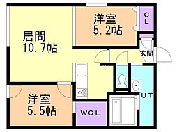 フェスタリアN27 2LDKの間取図画像