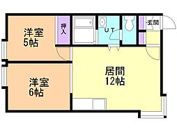 エビスパレス花川B 2LDKの間取図画像
