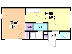 ヴィラビアンカ新川 1DKの間取図画像