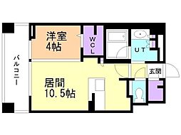 デュオヴェール札幌北大前グレイス 1LDKの間取図画像