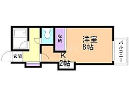 ティアラトリプルワンデム 1Kの間取図画像