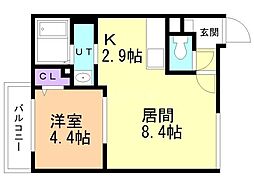 ライトベル北20条 1LDKの間取図画像