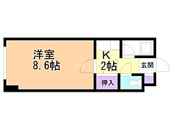 サンミッシェル北23浅野ビル 1Kの間取図画像