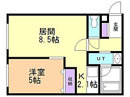 グリーンヴィラ 1LDKの間取図画像