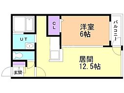 モルティーニ麻生 1LDKの間取図画像