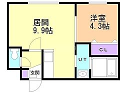 レジデンス北23条 1LDKの間取図画像