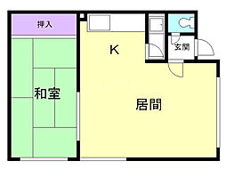 第2佐々木コーポ 1LDKの間取図画像