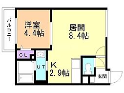 ライトベル北20条 1LDKの間取図画像