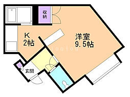 アルファアパル大倉 1Kの間取図画像