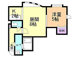 レユシールN30 1LDKの間取図画像