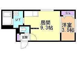 QR 1LDKの間取図画像
