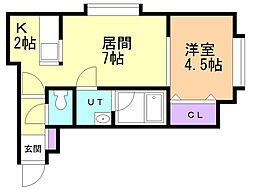 グラディート32 1LDKの間取図画像