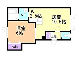 アシェラアネックス 1LDKの間取図画像