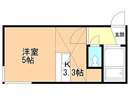 コーポJUN北 1Kの間取図画像