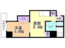 ブルースカイ北20 1LDKの間取図画像