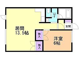 グリーンパレス 1LDKの間取図画像