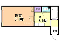 チェスタ麻生 1Kの間取図画像