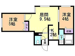 エスポワールN20 2LDKの間取図画像