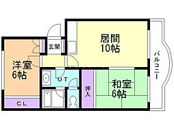 ピアレス麻生 2LDKの間取図画像