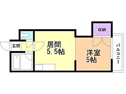 アルファレジデンス北22条 1DKの間取図画像