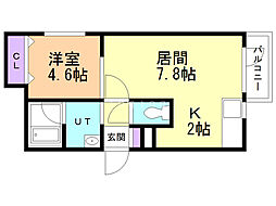 BLAST麻生 1LDKの間取図画像